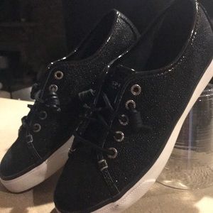 Black sparkle top-sider
